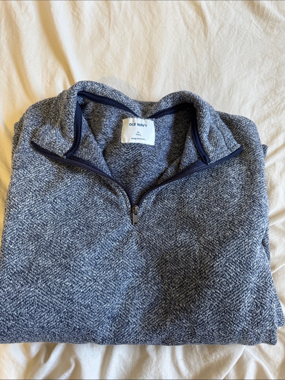 Old Navy Men’s Navy and Gray Knit Quarter-Zip Sweater